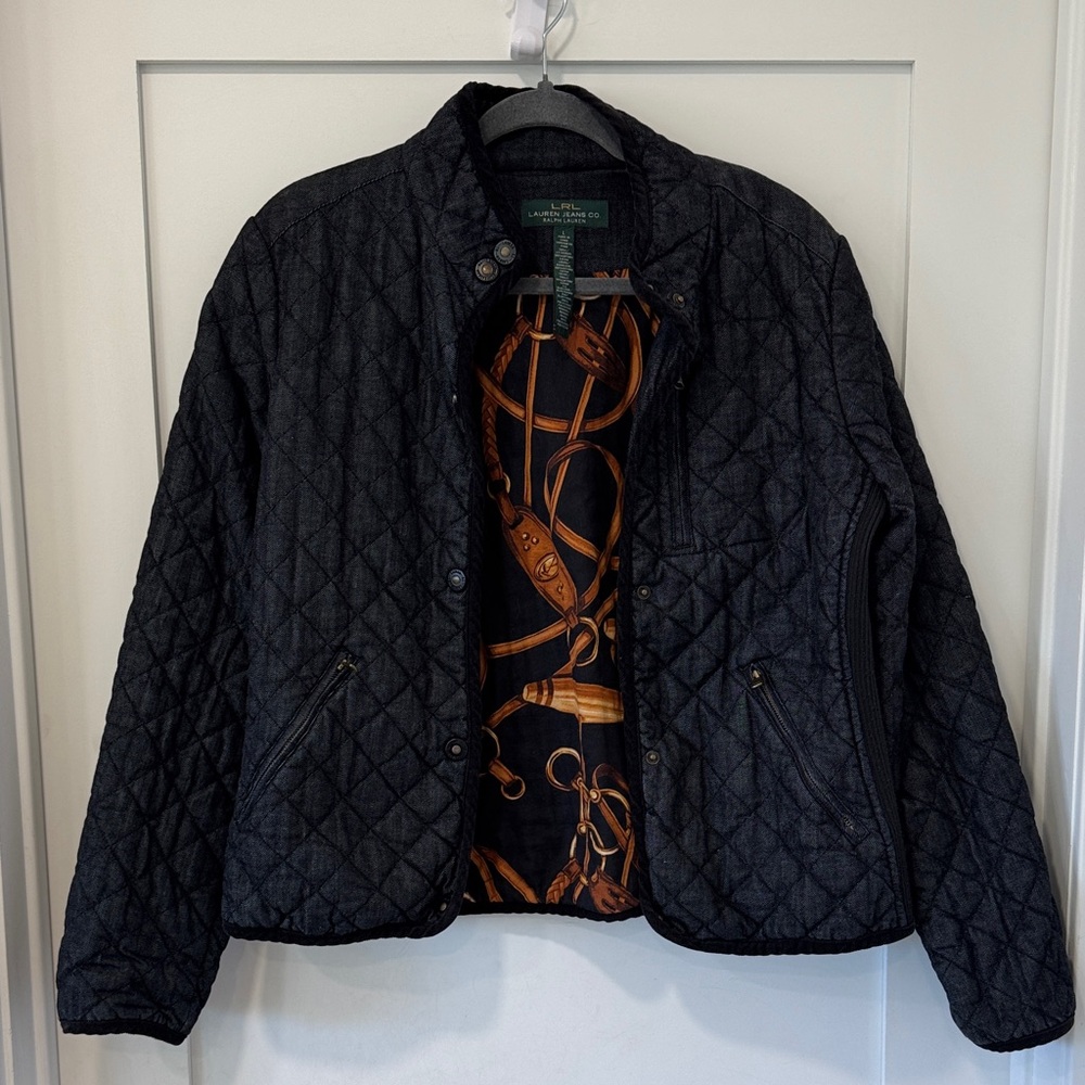 Ralph Lauren Quilted Navy Jacket with Patterned Lining